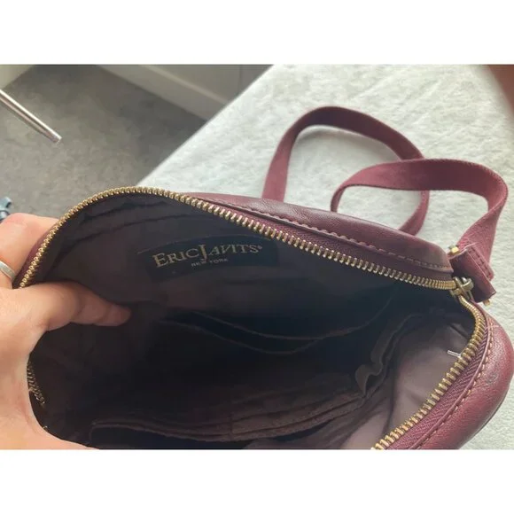 Eric Javits Burgundy Red Quilted Leather Crossbody Bag Gold hardware - Picture 9 of 14